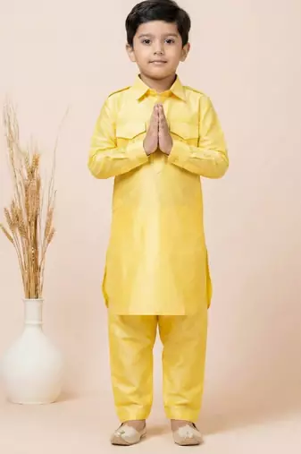 Yellow festive wear designer viscose boys-dhoti-kurta