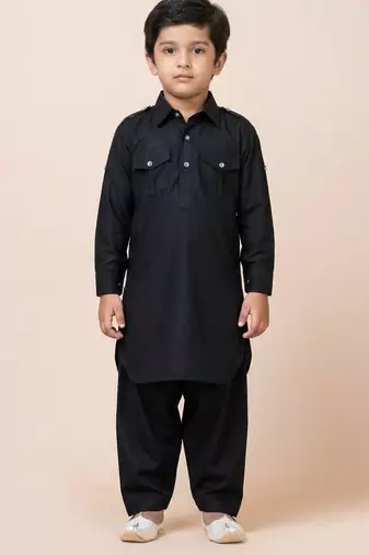 Black festive wear designer viscose boys-dhoti-kurta