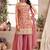 Womens Pink Color Banarasi Silk Kurta Sharara Set
