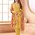Yellow chiffon semi stitched suit with digiral printed & beats work