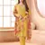 Yellow chiffon semi stitched suit with digiral printed & beats work