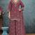 Purple roman silk stitched plazzo suit with embroidery & sequence work