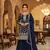 Navy chinon sharara suit with embroidery & sequin work