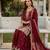 Maroon chinon stitched sharara suit with embroidery & sequence work