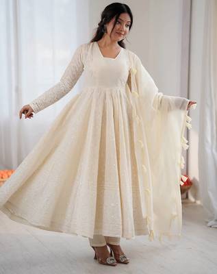 Premium quality kora cotton anarkali showroom finished | ready to wear collection 1