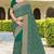 Teal green zarkan embroidered georgette designer saree for women