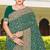 Teal green zarkan embroidered georgette designer saree for women