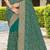 Teal green zarkan embroidered georgette designer saree for women