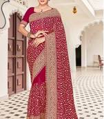 Magenta zarkan embroidered georgette designer saree for women