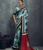 Modal satin ajrakh print saree  handblock inspired ethnic wear for women