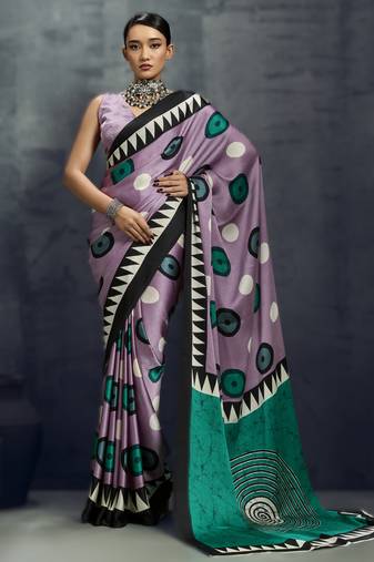Modal satin ajrakh print saree – traditional handblock inspired ethnic wear for women