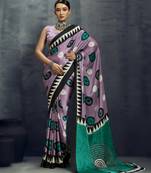 Modal satin ajrakh print saree  handblock inspired ethnic wear for women