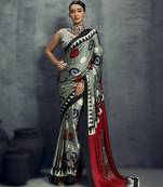 Modal satin ajrakh print saree     traditional handblock inspired ethnic wear for women