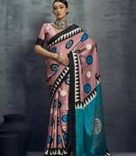 Modal satin ajrakh print saree     traditional handblock inspired ethnic wear for women