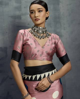 Modal satin ajrakh print saree handblock inspired ethnic wear for women 2