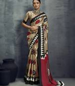Modal satin ajrakh print saree  handblock inspired ethnic wear for women