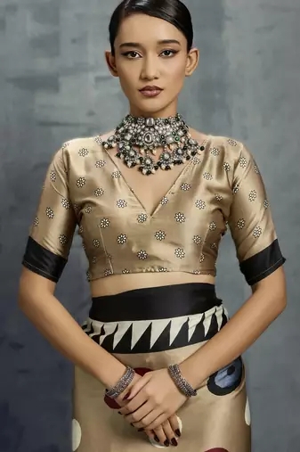 Modal satin ajrakh print saree  handblock inspired ethnic wear for women