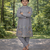 Grey color embroidery sequence work malai satin kurta payjama set