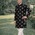 Black color mate copper sequence work parbon silk kurta payjama set