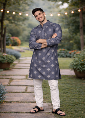 Grey color mate copper sequence work parbon silk kurta payjama set 2