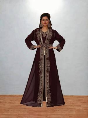 Luxurious Brown inner jacket With Gold Work Stitched Dress 1