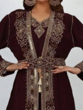 Luxurious Brown inner jacket With Gold Work Stitched Dress 2