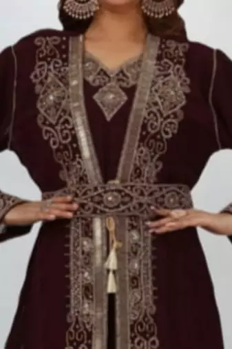 Luxurious Brown inner jacket With Gold Work Stitched Dress