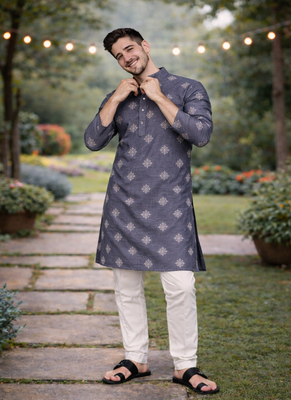 Grey color mate copper sequence work parbon silk kurta payjama set 4
