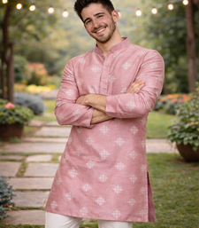 Pink color mate copper sequence work parbon silk kurta payjama set