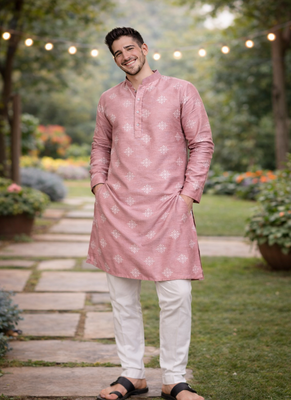 Pink color mate copper sequence work parbon silk kurta payjama set 4