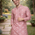 Pink color mate copper sequence work parbon silk kurta payjama set