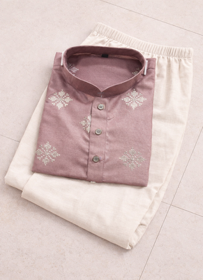 Pink color mate copper sequence work parbon silk kurta payjama set 5