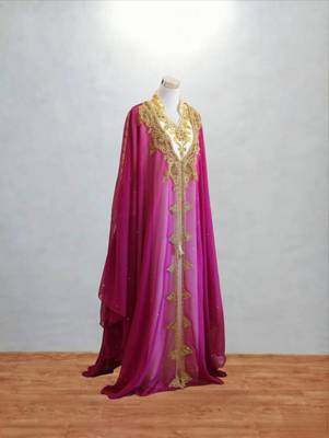 Luxurious Rani pink inner jacket With Gold Work Stitched Dress 1