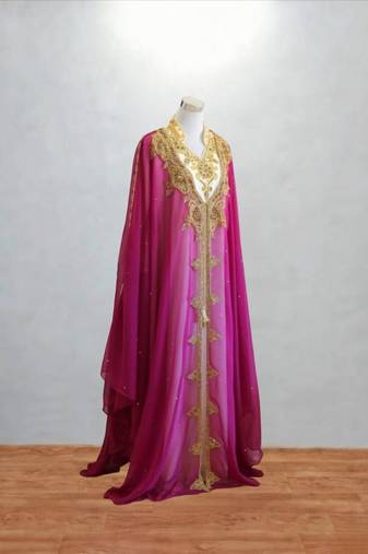Luxurious Rani pink inner jacket With Gold Work Stitched Dress