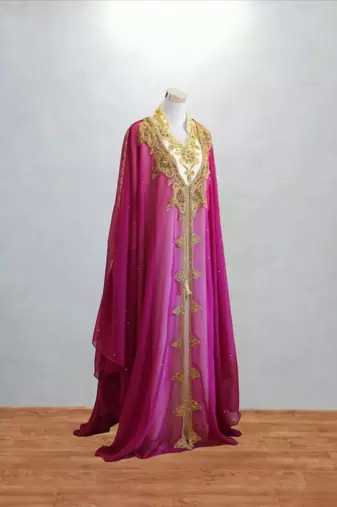 Luxurious Rani pink inner jacket With Gold Work Stitched Dress
