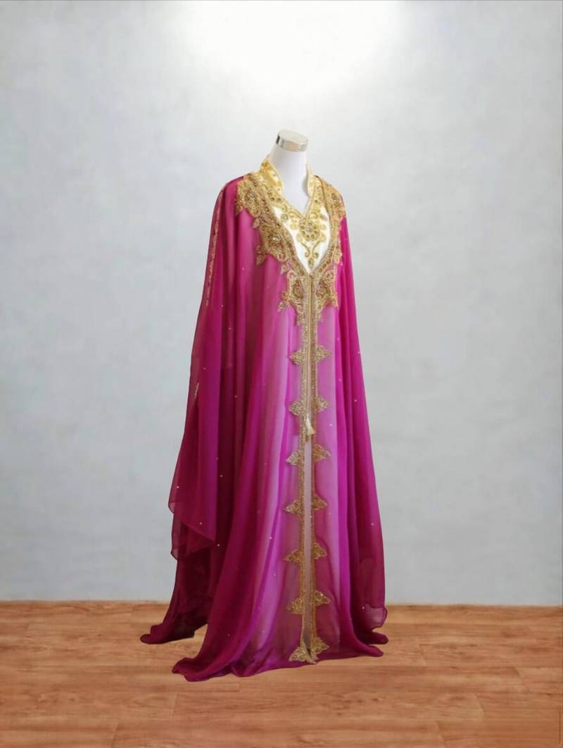 Luxurious Rani pink inner jacket With Gold Work Stitched Dress