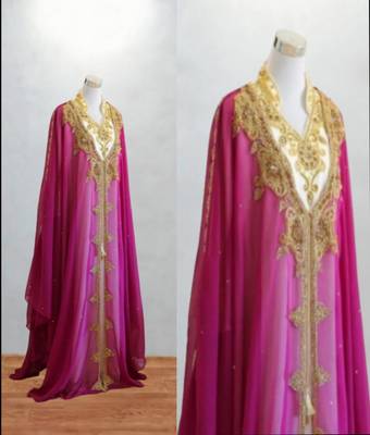 Luxurious Rani pink inner jacket With Gold Work Stitched Dress 3