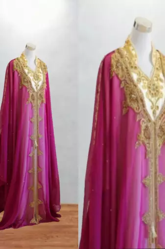 Luxurious Rani pink inner jacket With Gold Work Stitched Dress