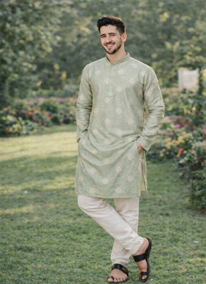 Pista color mate copper sequence work parbon silk kurta payjama set 3