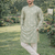 Pista color mate copper sequence work parbon silk kurta payjama set