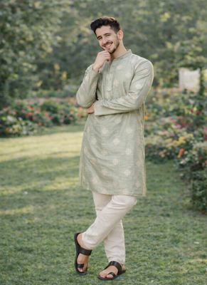 Pista color mate copper sequence work parbon silk kurta payjama set 4