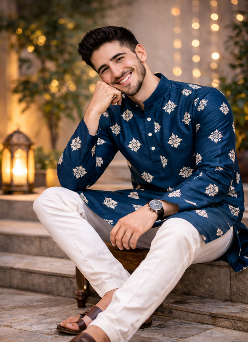 Teal color mate copper sequence work parbon silk kurta payjama set