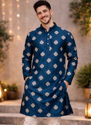 Teal color mate copper sequence work parbon silk kurta payjama set 2