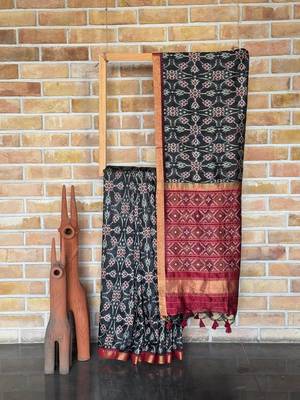 Black Color hand woven Patola art silk saree 3