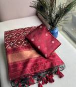 Black Color hand woven Patola Silk Saree