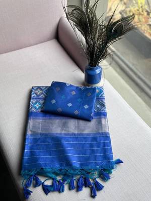 Teal Color hand woven Patola art silk saree 3