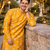 Yellow color mate copper sequence work parbon silk kurta payjama set