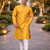 Yellow color mate copper sequence work parbon silk kurta payjama set