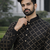 Black color silver and mate sequence embroidery work silk kurta payjama set