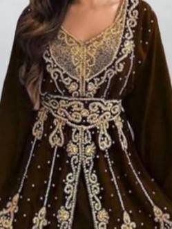 Luxurious brown Kaftan With Gold Work Stitched Dress 2